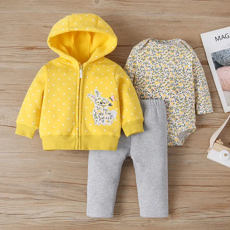 Cozy & Cute: 3-Piece Baby Sets - Hoodies, Pants & Bodysuits (Spring/Winter)