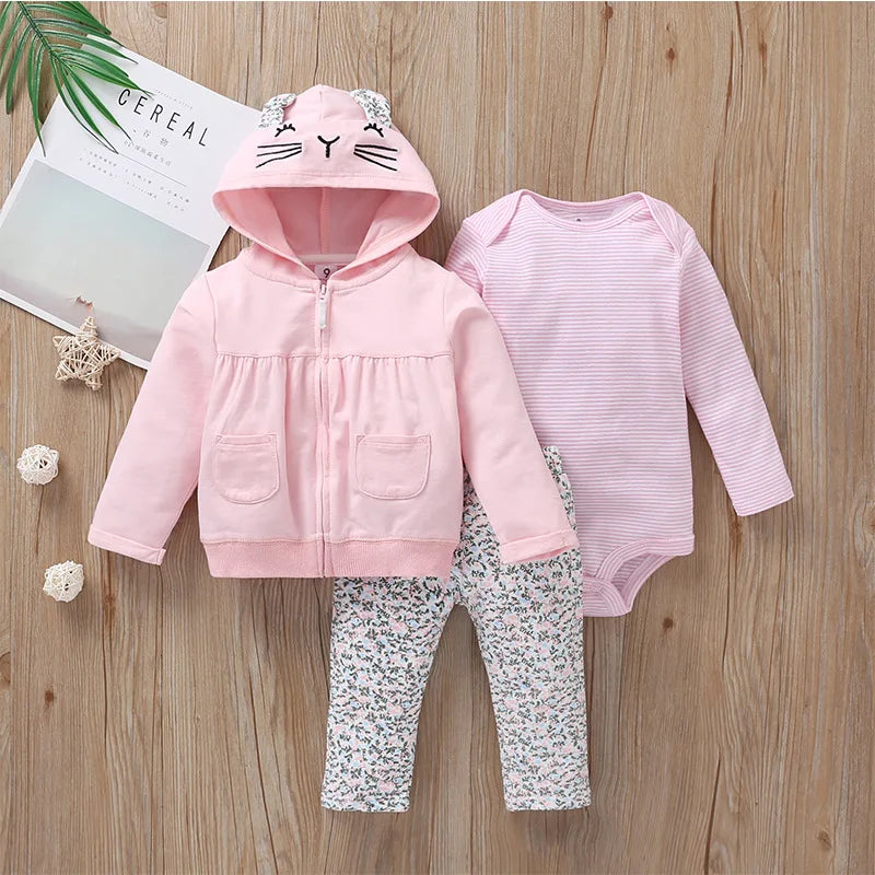 Cozy & Cute: 3-Piece Baby Sets - Hoodies, Pants & Bodysuits (Spring/Winter)