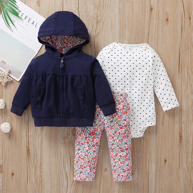 Cozy & Cute: 3-Piece Baby Sets - Hoodies, Pants & Bodysuits (Spring/Winter)