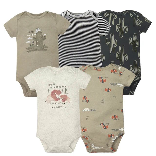 Comfy & Cute: 5-Pack Baby Bodysuits for Boys & Girls