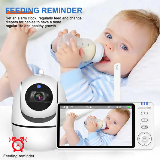 5-Inch Video Baby Monitor with Camera – PTZ Zoom, Temperature Sensor, Lullaby, and Security Surveillance