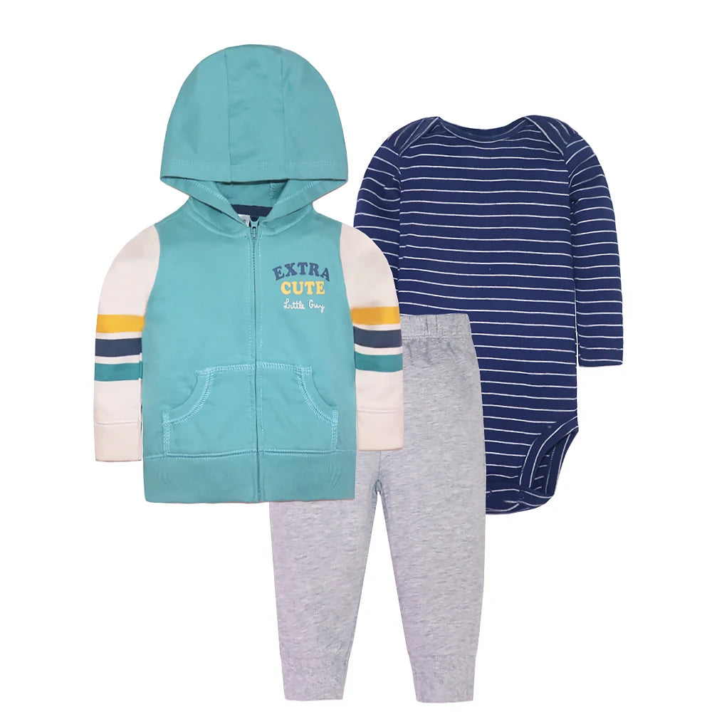 2024 3-Piece Baby Outfit – Bodysuit, Pants & Jacket Set (Cotton, 0-24M)