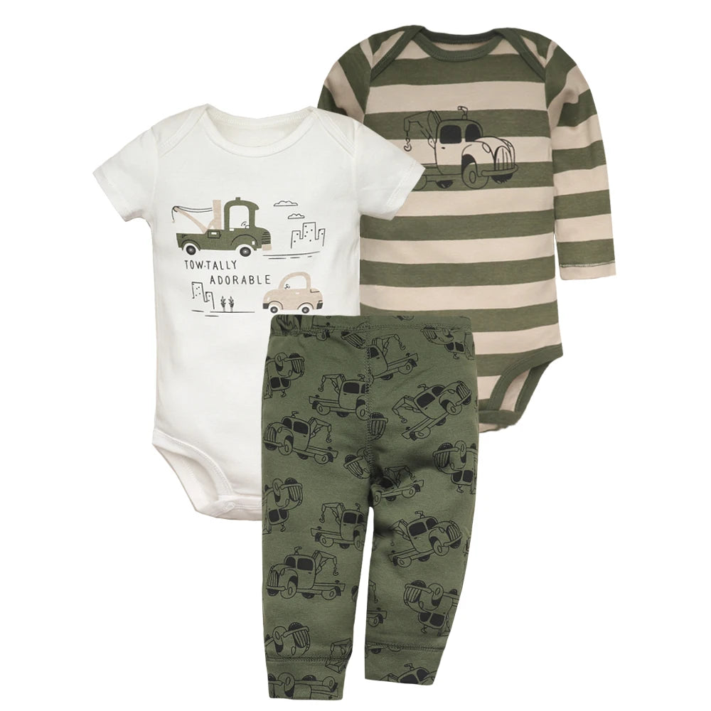 Playful Prints: 3-Piece Baby Clothes Set for Boys & Girls