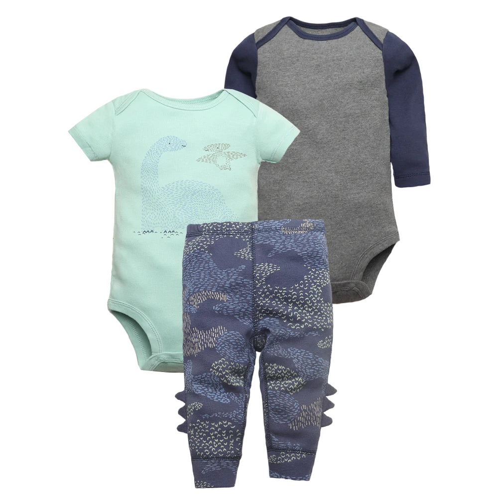 Playful Prints: 3-Piece Baby Clothes Set for Boys & Girls