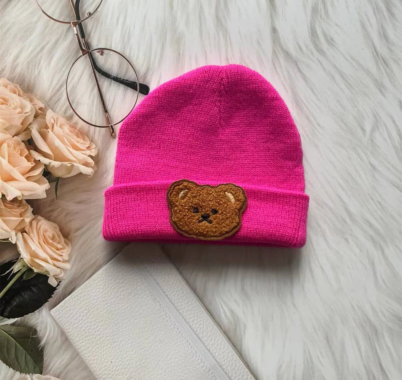 Spring & Autumn Kids Hat – Candy Color Baby Boys Beanie with Bear Head Embroidery