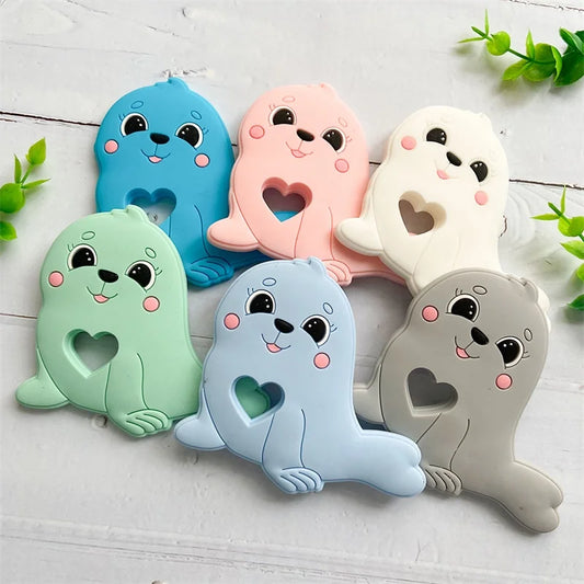 5-Piece Silicone Teething Toys – Adorable Sea Lion Design, BPA-Free Baby Chew Set