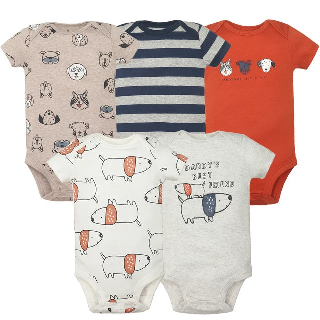 Comfy & Cute: 5-Pack Baby Bodysuits for Boys & Girls