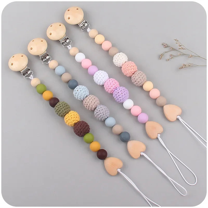 Teething Relief: Pacifier Clips with Crochet Balls - 1-2 Pack