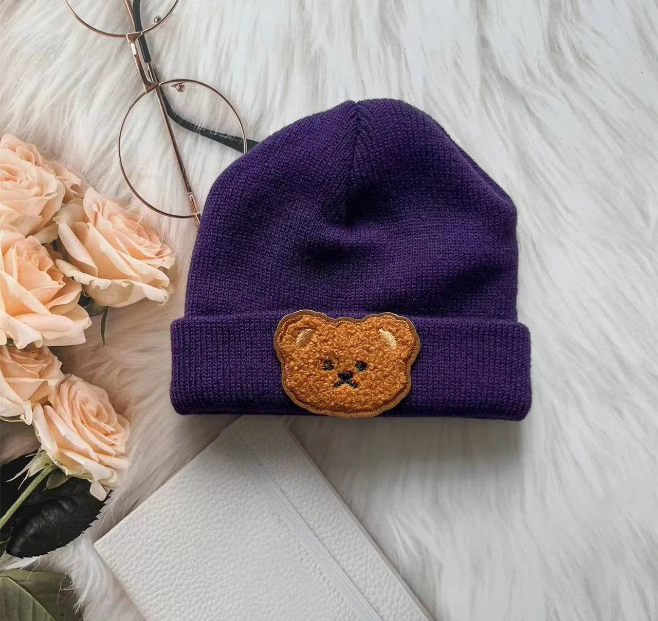 Spring & Autumn Kids Hat – Candy Color Baby Boys Beanie with Bear Head Embroidery