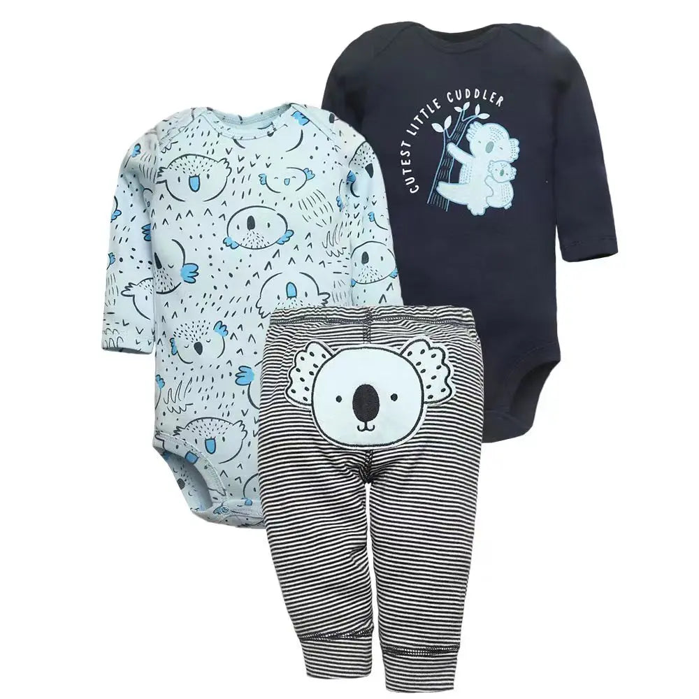 Playful Prints: 3-Piece Baby Clothes Set for Boys & Girls