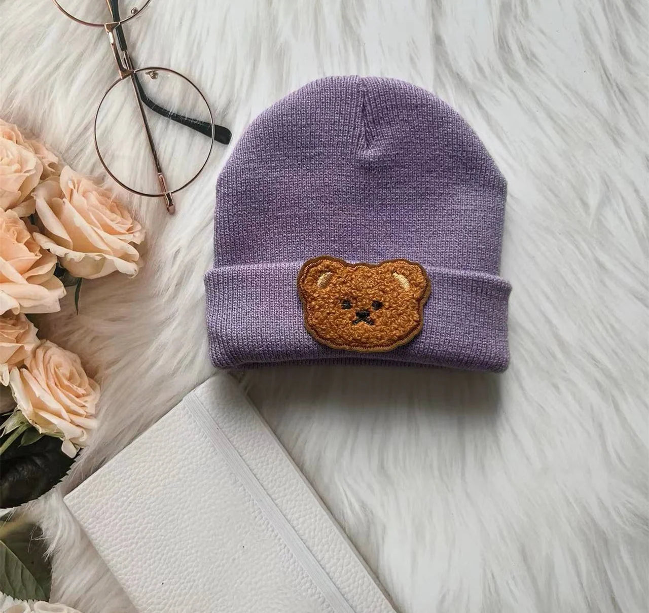 Spring & Autumn Kids Hat – Candy Color Baby Boys Beanie with Bear Head Embroidery