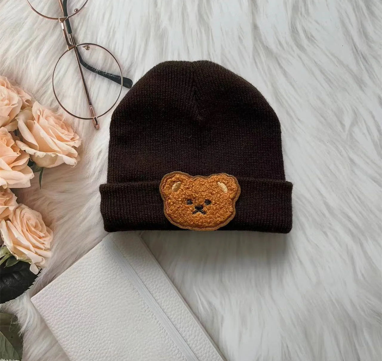 Spring & Autumn Kids Hat – Candy Color Baby Boys Beanie with Bear Head Embroidery