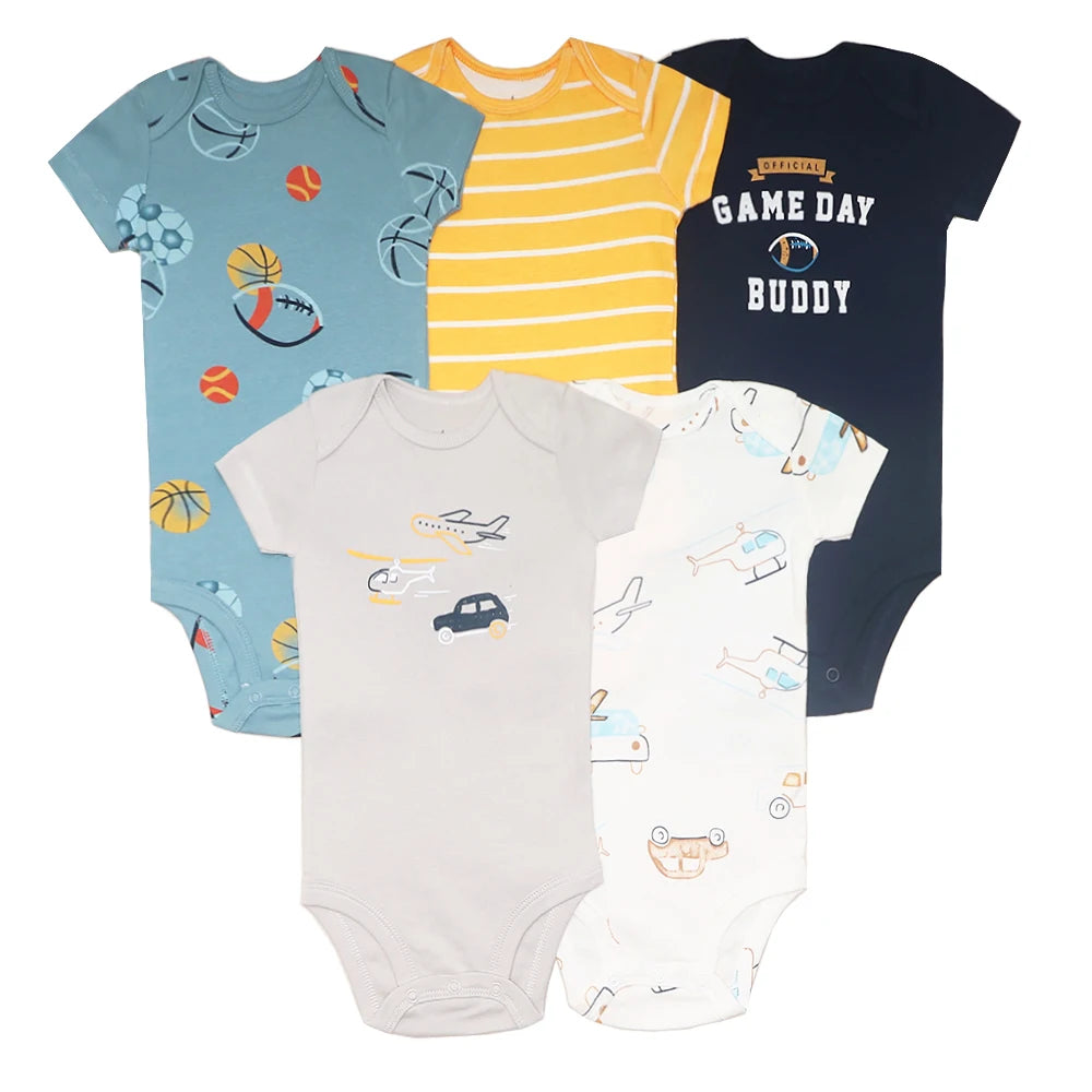 Comfy & Cute: 5-Pack Baby Bodysuits for Boys & Girls