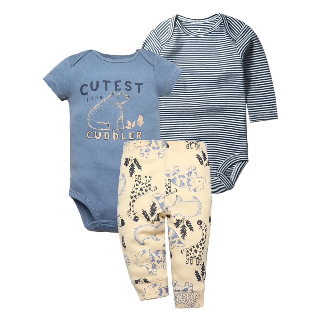 Playful Prints: 3-Piece Baby Clothes Set for Boys & Girls