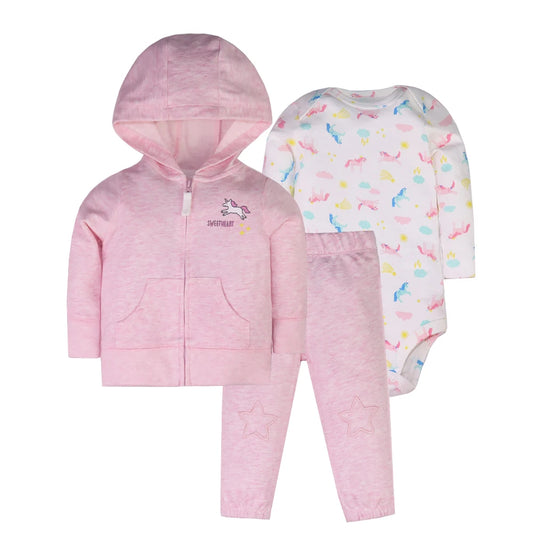 2024 3-Piece Baby Outfit – Bodysuit, Pants & Jacket Set (Cotton, 0-24M)