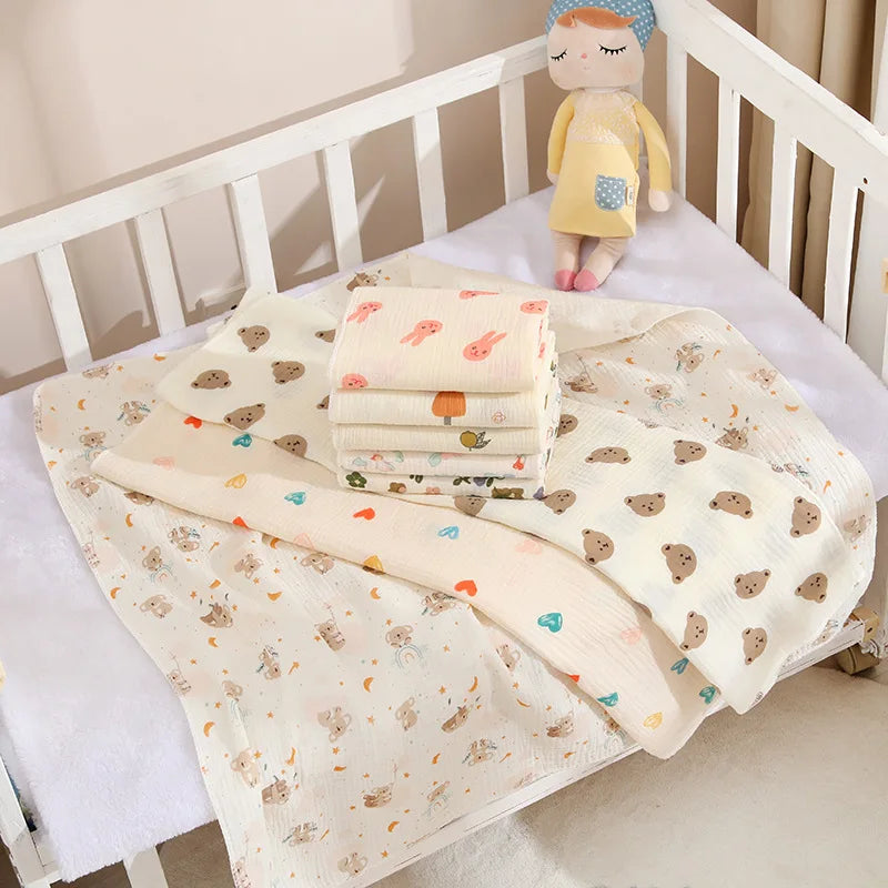 80x80cm Cotton Muslin Swaddle Blanket – Baby Receiving Blanket & Bath Towel