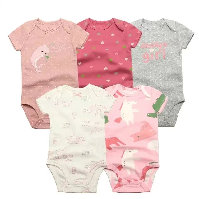 Comfy & Cute: 5-Pack Baby Bodysuits for Boys & Girls