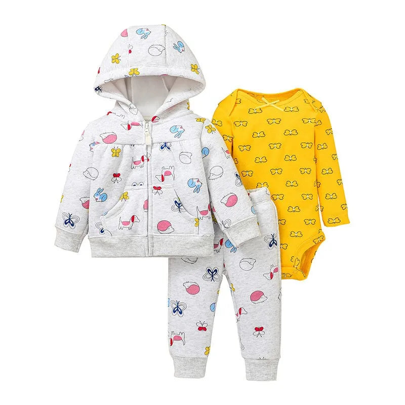 Cozy & Cute: 3-Piece Baby Sets - Hoodies, Pants & Bodysuits (Spring/Winter)