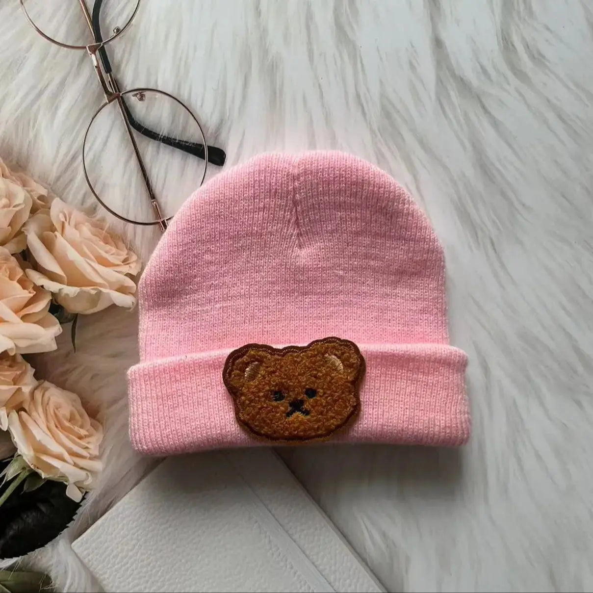 Spring & Autumn Kids Hat – Candy Color Baby Boys Beanie with Bear Head Embroidery