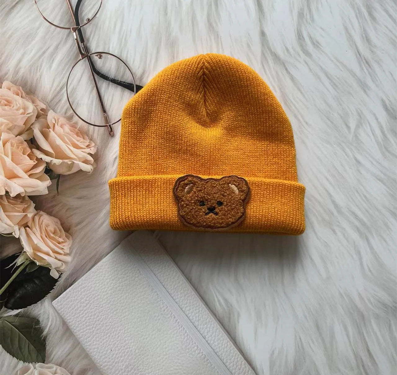 Spring & Autumn Kids Hat – Candy Color Baby Boys Beanie with Bear Head Embroidery