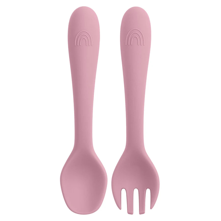 BPA-Free Baby Silicone Spoon & Fork Set – Toddler Feeding Cutlery for Newborns and Kids