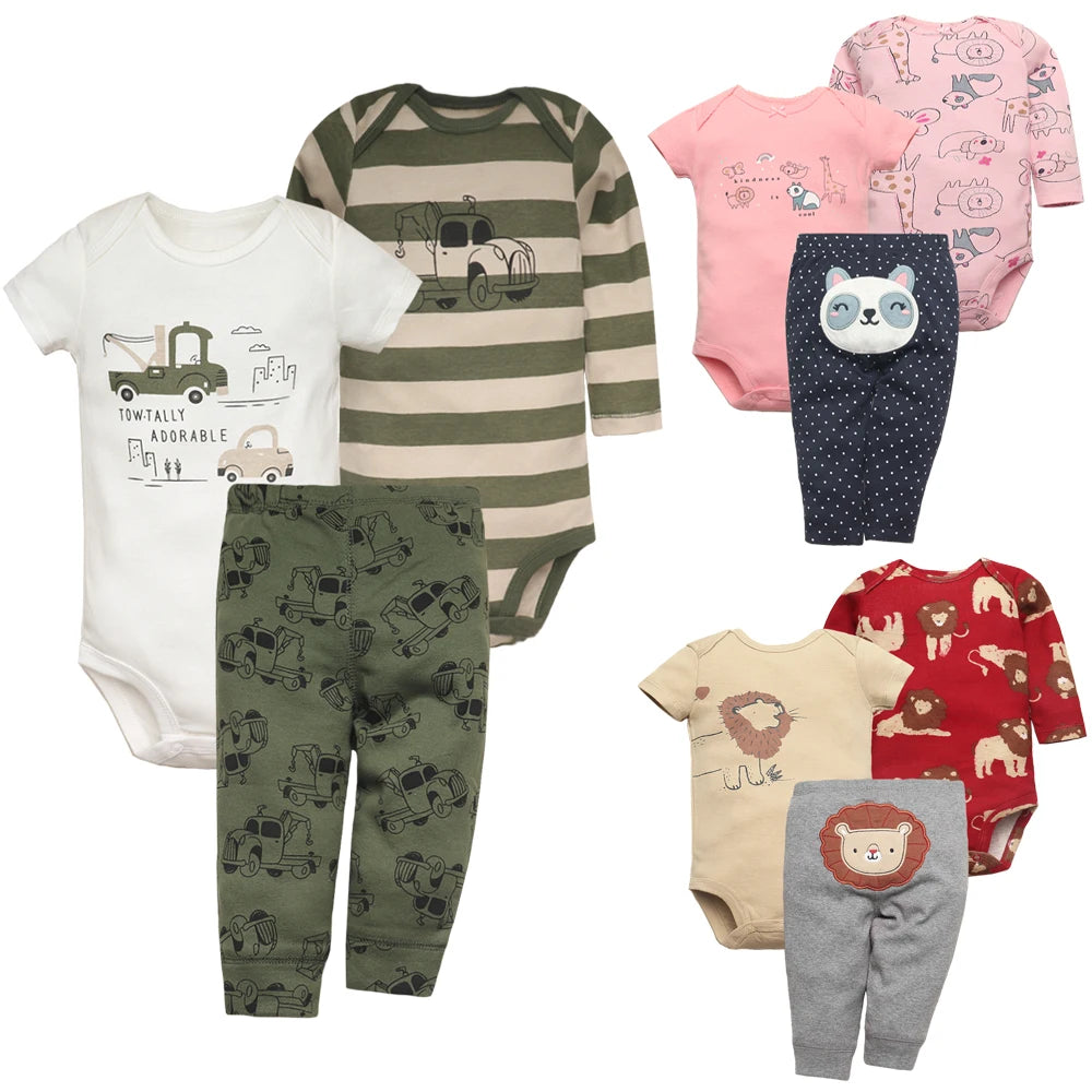 Playful Prints: 3-Piece Baby Clothes Set for Boys & Girls