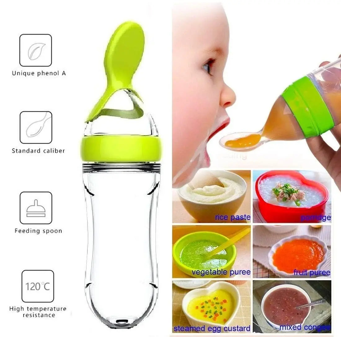 Squeezing Feeding Bottle & Silicone Pacifier Cup – Newborn Rice Spoon & Cereal Food Supplement Feeder