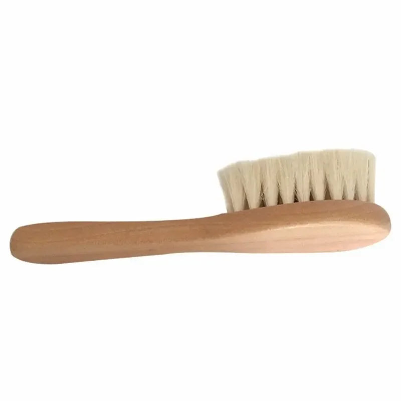 Gentle Touch: 2-Piece Wool & Wooden Baby Brush & Comb Set.