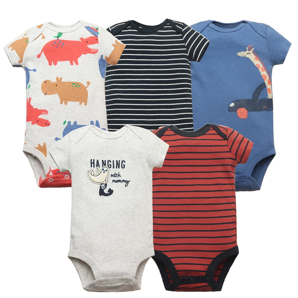 Comfy & Cute: 5-Pack Baby Bodysuits for Boys & Girls