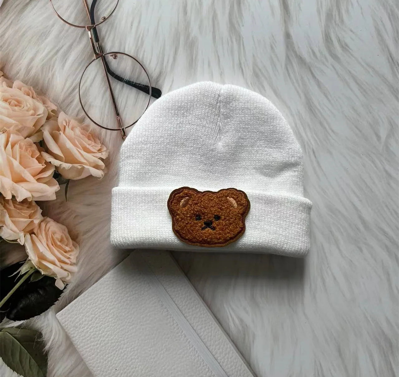 Spring & Autumn Kids Hat – Candy Color Baby Boys Beanie with Bear Head Embroidery