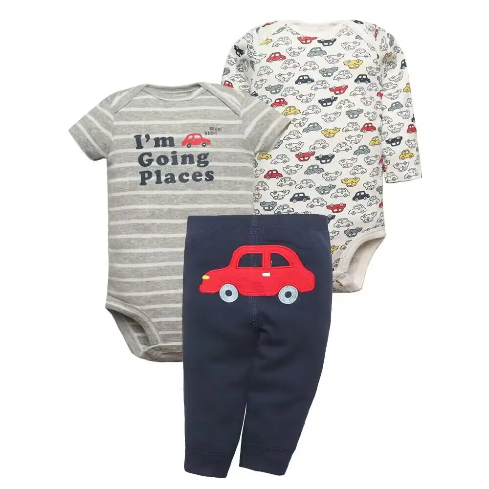 Playful Prints: 3-Piece Baby Clothes Set for Boys & Girls