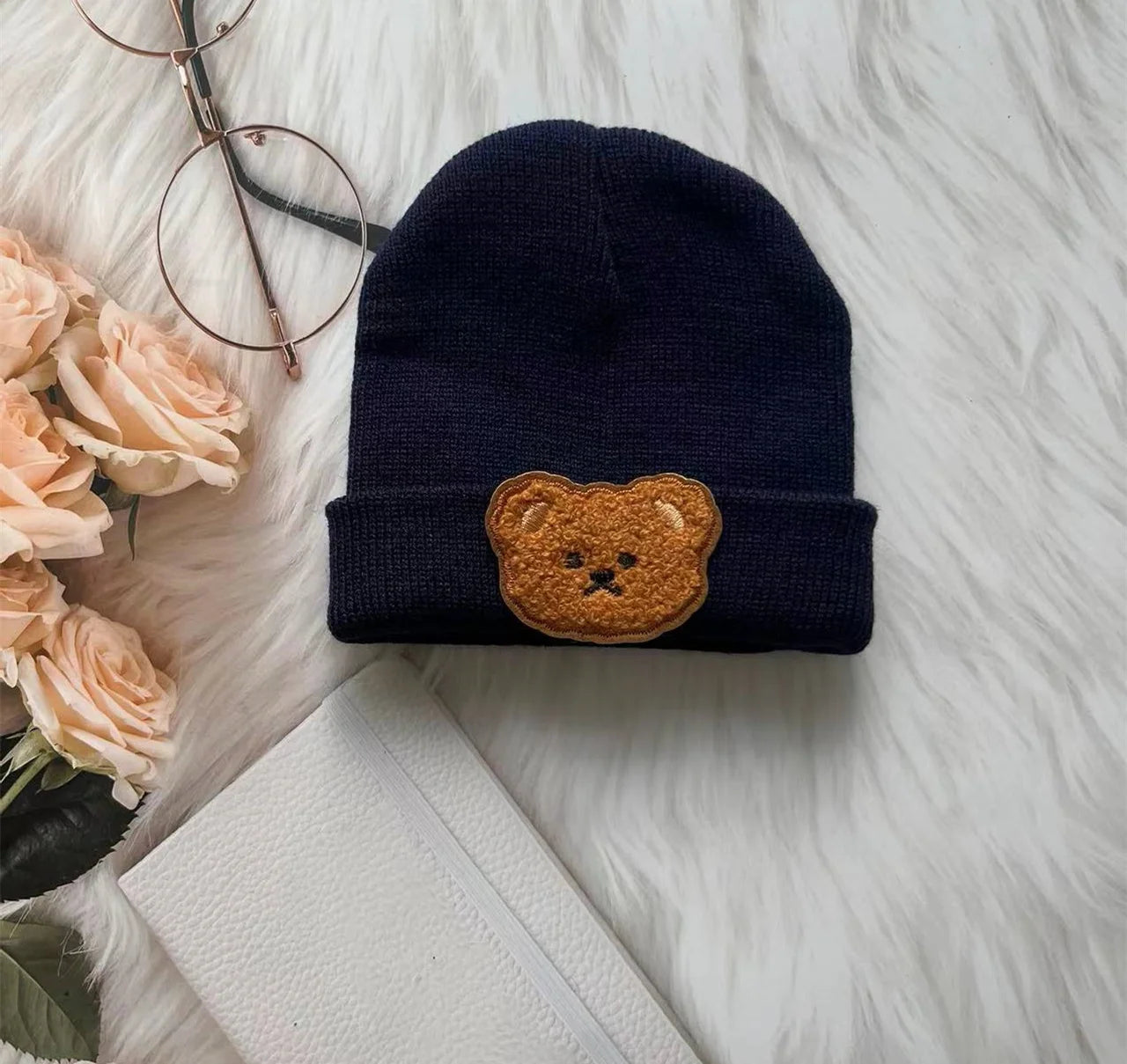 Spring & Autumn Kids Hat – Candy Color Baby Boys Beanie with Bear Head Embroidery