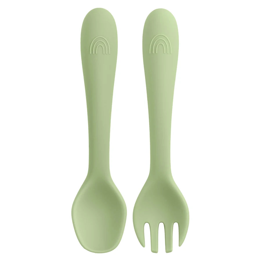 BPA-Free Baby Silicone Spoon & Fork Set – Toddler Feeding Cutlery for Newborns and Kids